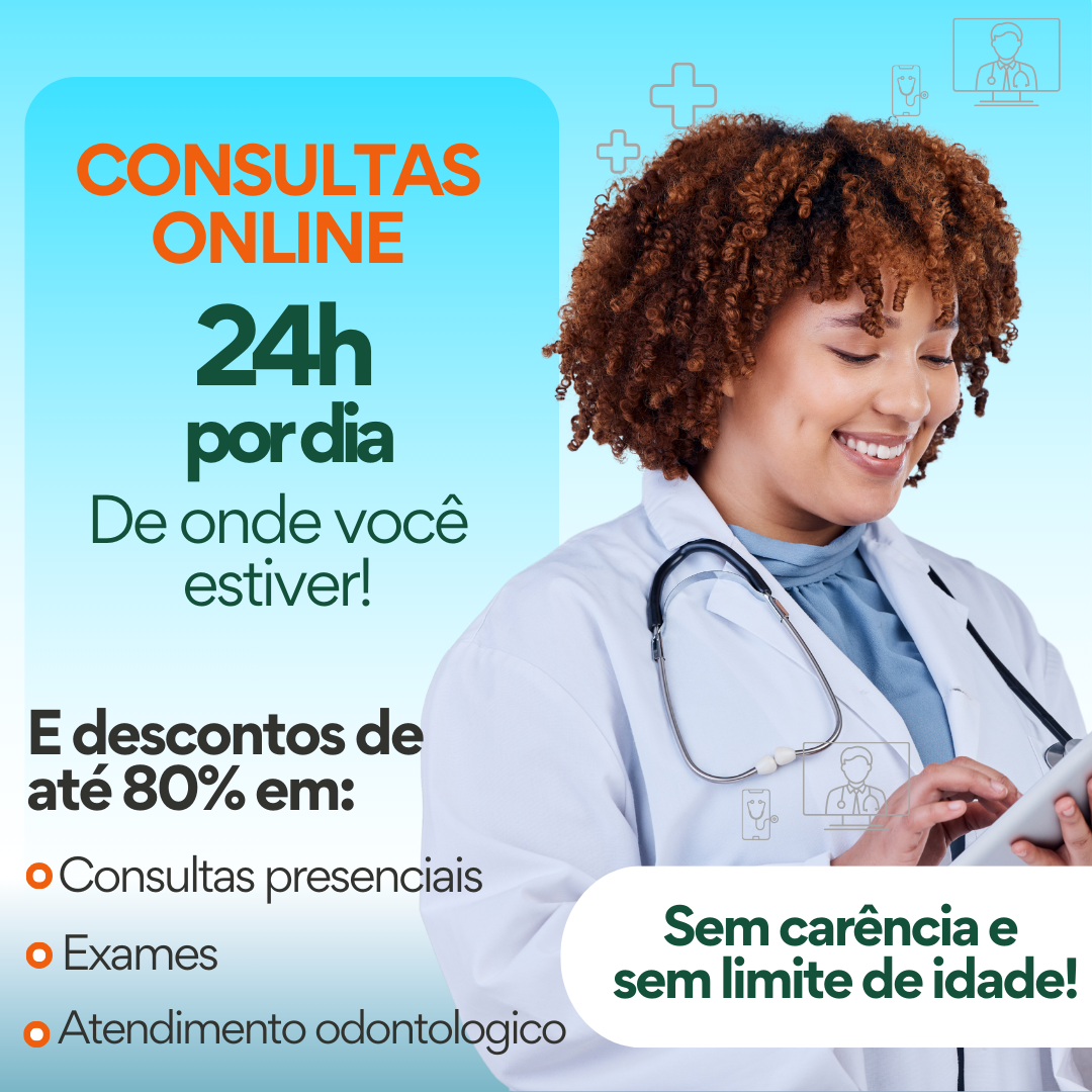 Imagem contendo pessoas com a logo da Descontomed