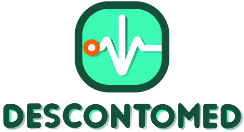 Logo Descontomed com letras verdes